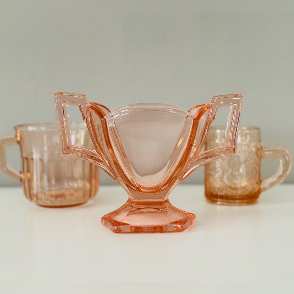 Vintage pink rose glass collection